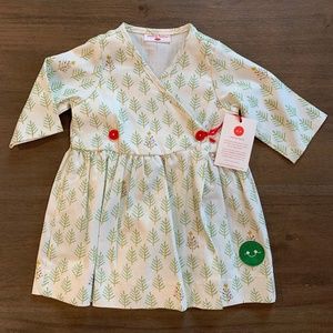 New Smiling Buttons Christmas Trees Girls Dress